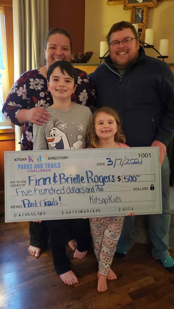 The Roger's kids are 1 of 3 winners 
for the Parks & Trails Challenge last year!
