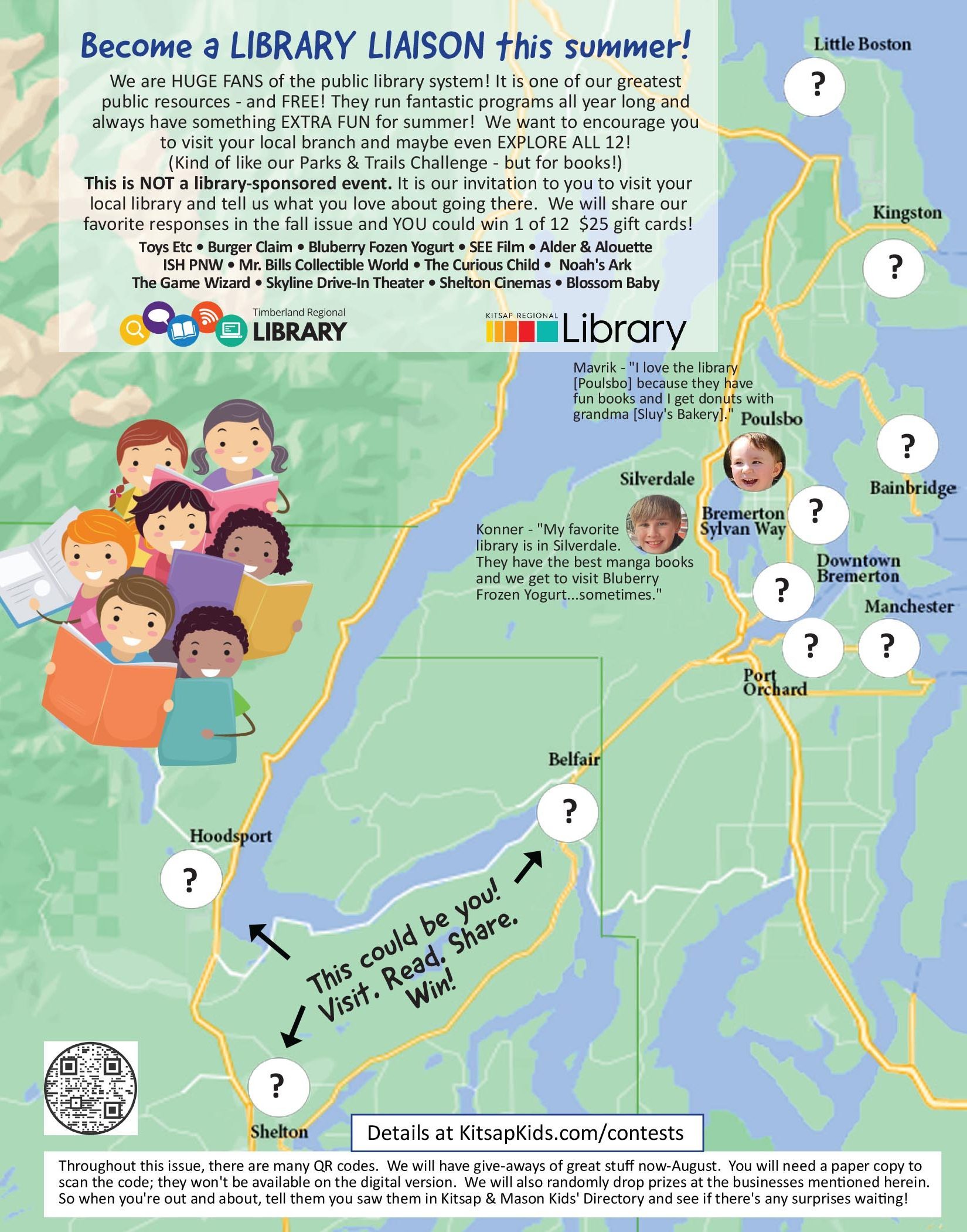 Kitsap & Mason Kids' Directory Library Liaisons Program for Kitsap Regional Library and Timberland Regional Library (Mason Co. branches only) - Spring/Summer 2022